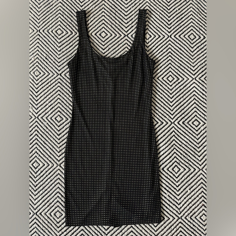 Black Mini Dress with Gold Studs